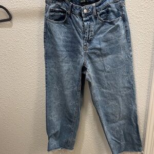 WildFable high rise straight leg bow print denim jeans